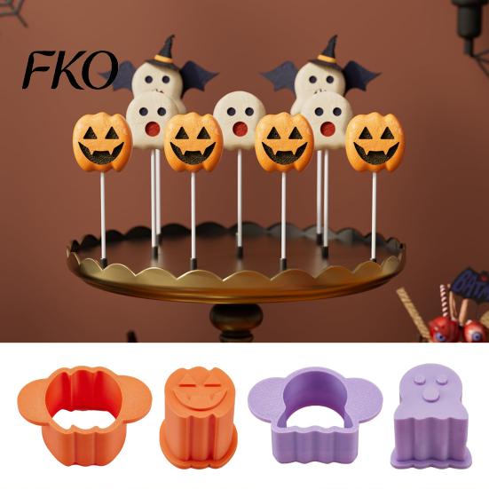 Sturdy Cake Pop Molds Halloween Mold Set Pumpkin & Ghost Shape Press for Baking Cookies Candy Food-Grade Kit Creative Projects Supplies