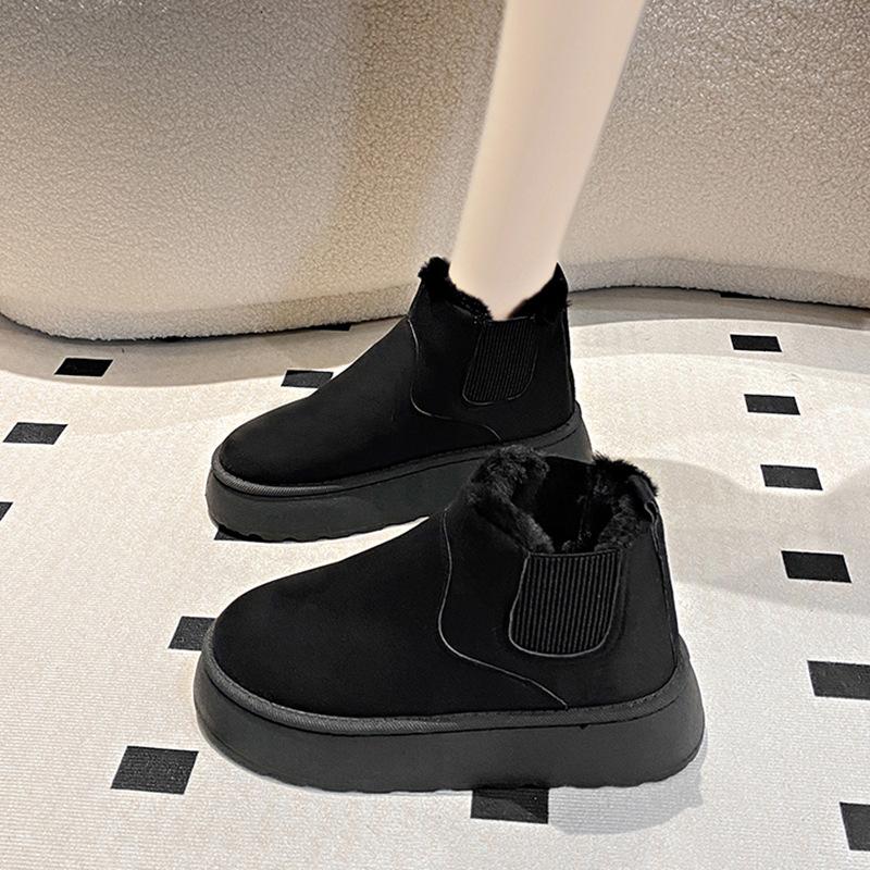 Snow boots 2024 autumn and winter new large size classic couple non-slip velvet thickened low tube women's cotton shoes