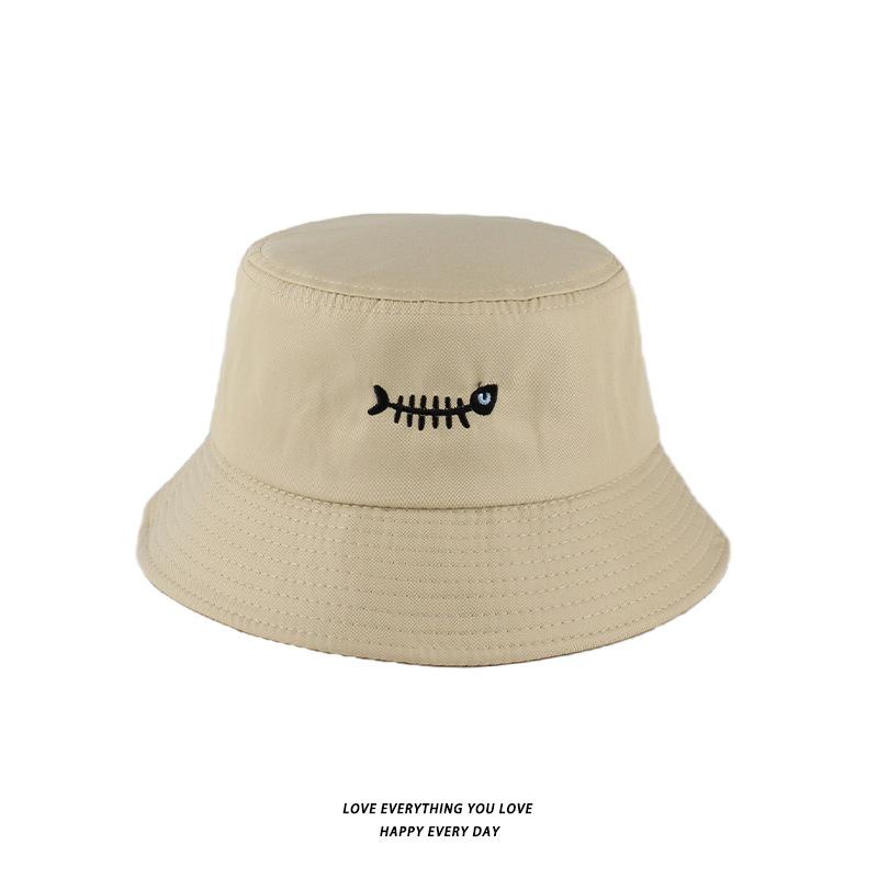 Bucket Hats Men And Women Skull Embroidered Fisherman Hat, Single-Sided Black Street Fashion Foldable Sunhat