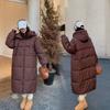 Новая утолщенная пуховая хлопковая одежда женская длинная до колена хлопковая одежда свободная хлебная одежда зимняя хлопковая куртка