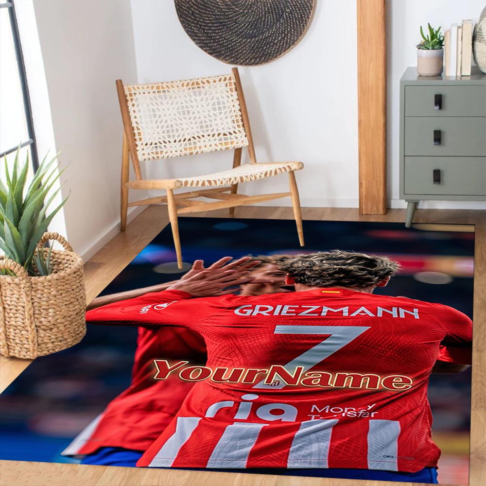 Atletico Madrid Customizable Name Floor Mat Perfect for Foyer Hallway Balcony Dining Room Anti-slip Rug Decorate Offices