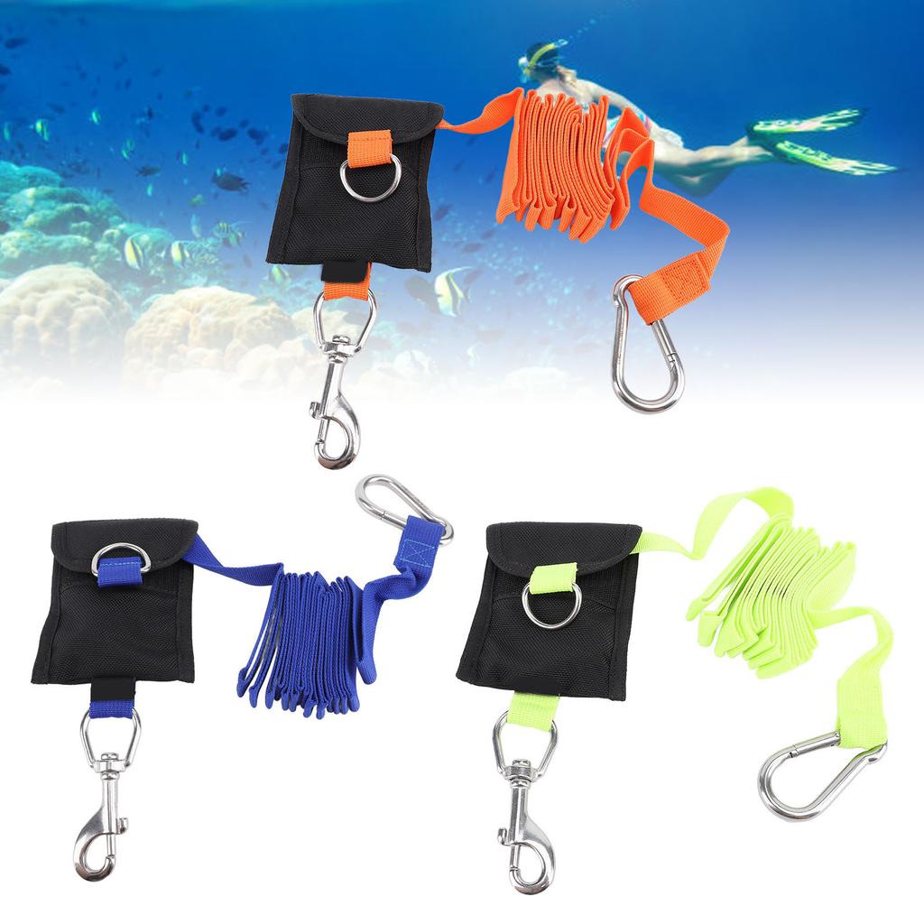 Scuba Diving Lanyard 2.6M Nylon BCD Side Mount Anti Lost Strap Underwater Safety Rope with Stainless