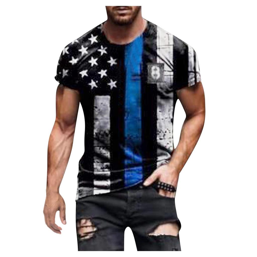 Men'S T-Shirt Short Sleeve Printed Summer Round Neck Top Trend Casual Sweatshirt