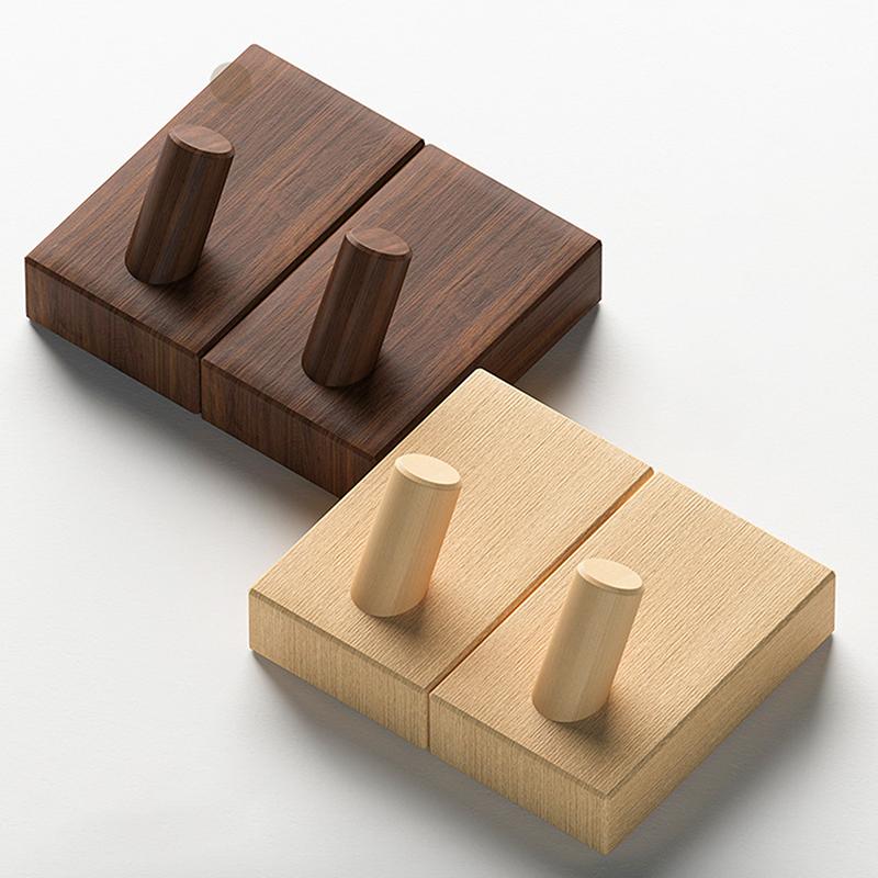 2 шт. Настенные крючки-вешалки из орехового дерева, без сверления, скандинавский крючок для пальто, держатель для полотенец, ключей, полка для хранения, украшение