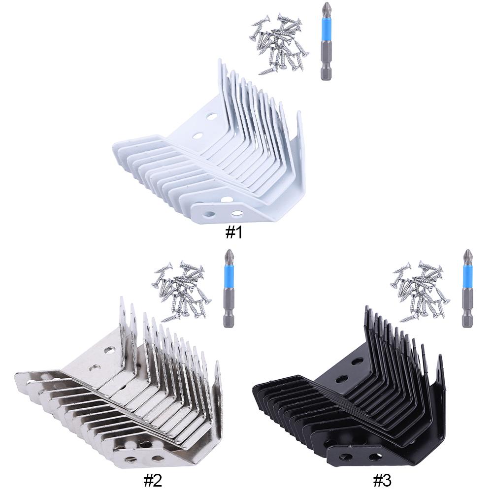 12 PCS Universal Furniture Corner Connectors Stainless Steel Corner Brace for Wood Furniture Drawer Cabinet Table and Chair