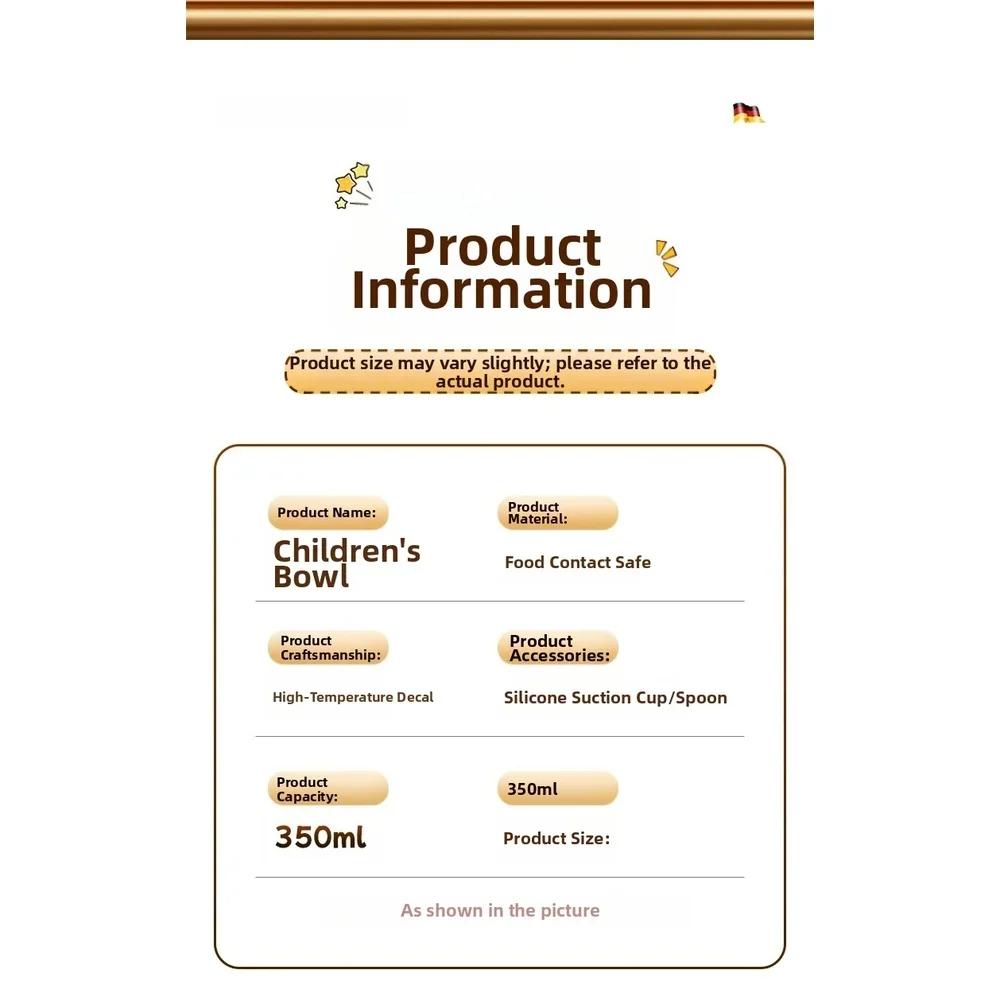 1 набор мисок для подачи лапши, фруктов, йогурта и риса. Детская миска из нержавеющей стали с присоской. Мультяшная миска для кормления малышей