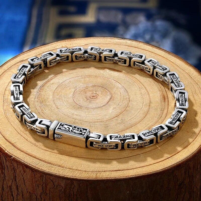 HX серебро 4 мм/5 мм ювелирные изделия мужской браслет индивидуальный мир узор ретро хипстер ключ узор пряжка подарочный аксессуар цепочка серии