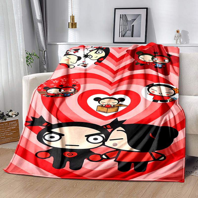 1pc Blanket Pucca1 Print Design, Lightweight Blanket for Sofa, Bed- Soft &Warm, Gift for All Seasons like Christmas, Halloween