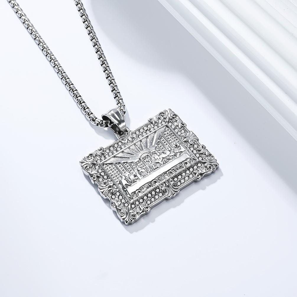 Last Supper Titanium Steel Necklace Men's Hip Hop Niche Personality Hipster Wear Pendant Sweater Chain
