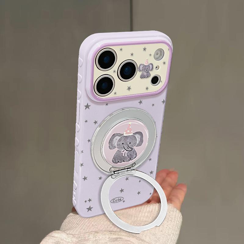 Подходит для чехла iPhone 17promax 15 высокая ценность 16 звезд слоненок 14 вращающаяся подставка 13 милый 12 мягкий