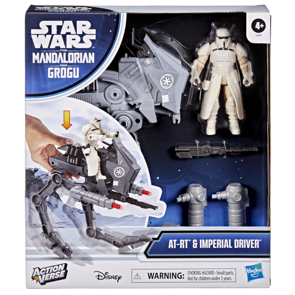 Hasbro STAR WARS The Mandalorian and Grogoo ActionVerse Imperial Action Figure Boys Ages G2840 AT-RT & Driver, & Vehicle, & Girls, 4+, (Authentic