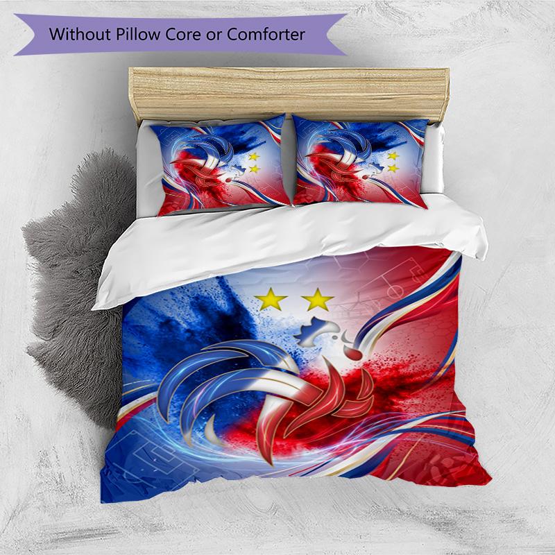 France Football Printed Bedding 3 Piece Set Cozy Breathable Bed Cover Set as Housewarming Holiday Gift
