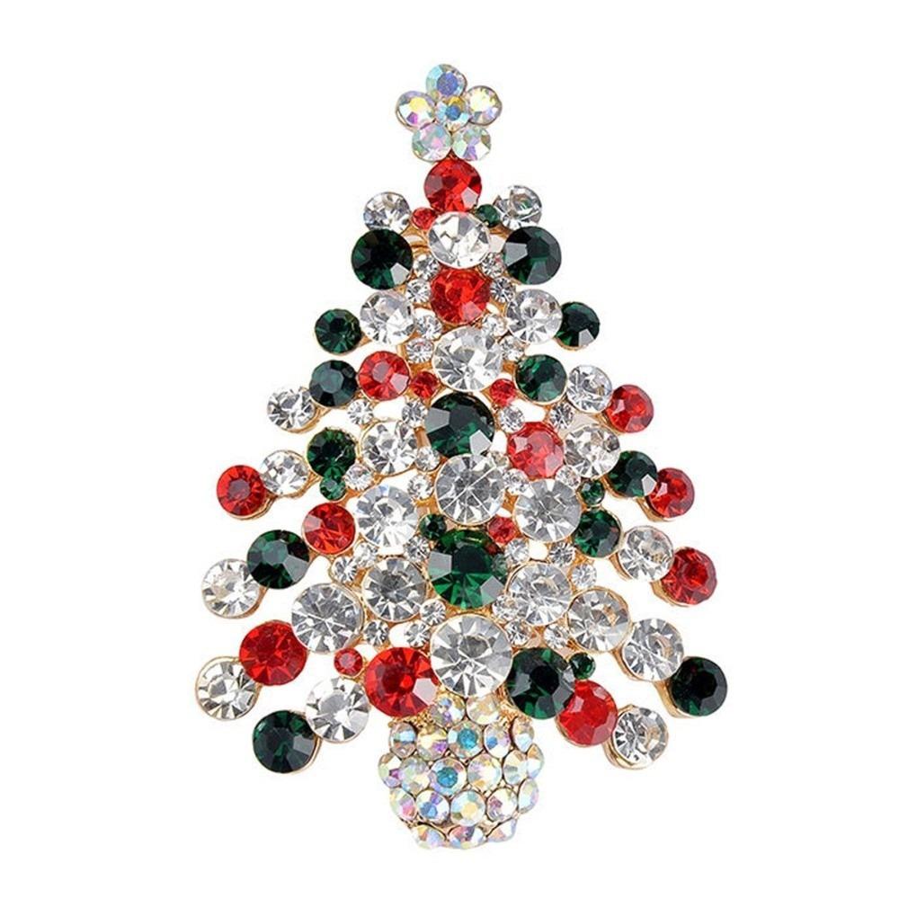 Shiny Christmas Tree Brooch Zinc Zinc Alloy Xmas Holiday Jewelry Festive Lapel Pin Family Gathering