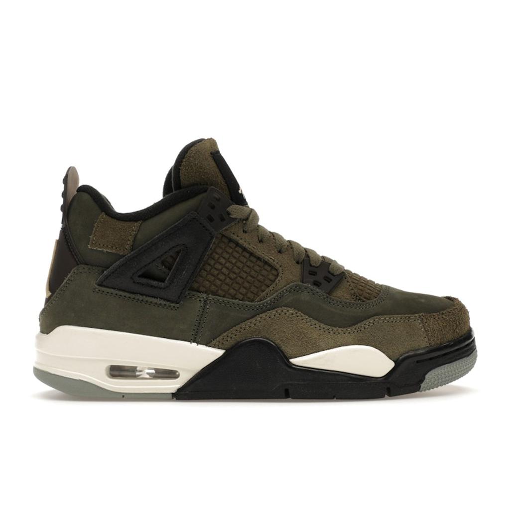 Детские кроссовки Air Jordan 4 Retro SE Craft GS Olive зеленые средне-оливковые бледно-ванильные FB9928-200