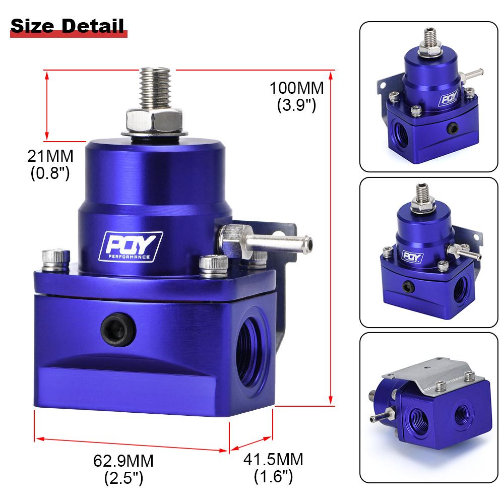 Aluminum Universal AN8 Feed & AN6 Return Line Fuel Pressure Regulator W/ 0-160PSI Gauge Set 3-20 20-45 45-70 Pressure Springs
