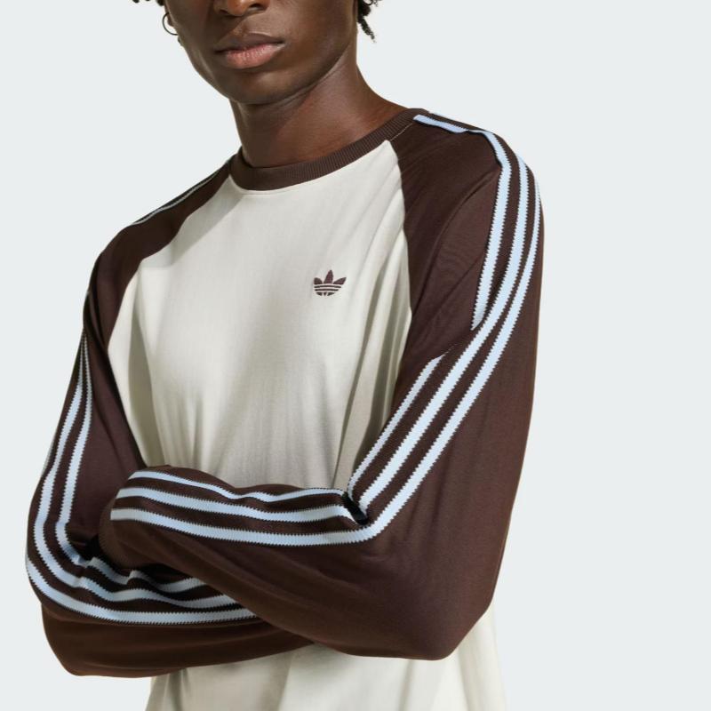 adidas Оригиналы Bc Ls Cali Свитшот с круглым вырезом Хлопок Спортивный Полосатый Лонгслив Мужские Топы HZ3829