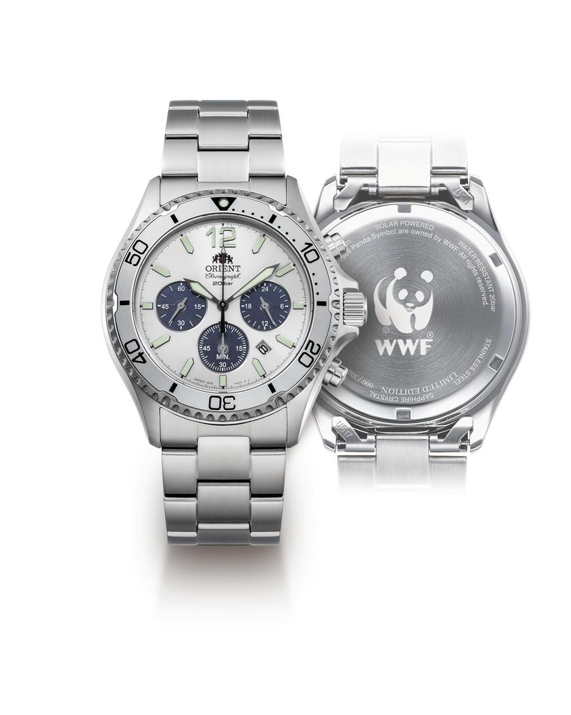 Orient Mako SOLAR PANDA WWF Japan Collaboration with Domestic Manufacturer Warranty Limited To 300 Pieces White Silver [ORIENT] RN-TX0205S Men's