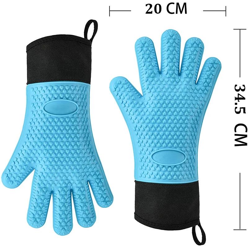 Double Layer Oven Gloves, Heat Resistant Mitts for Cooking Fireplace