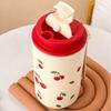 350/400ml Tumbler Plastic Water Cup With Rope Cherry Pattern Milk Coffee Mug Reusable Water Bottle For Student School Travel