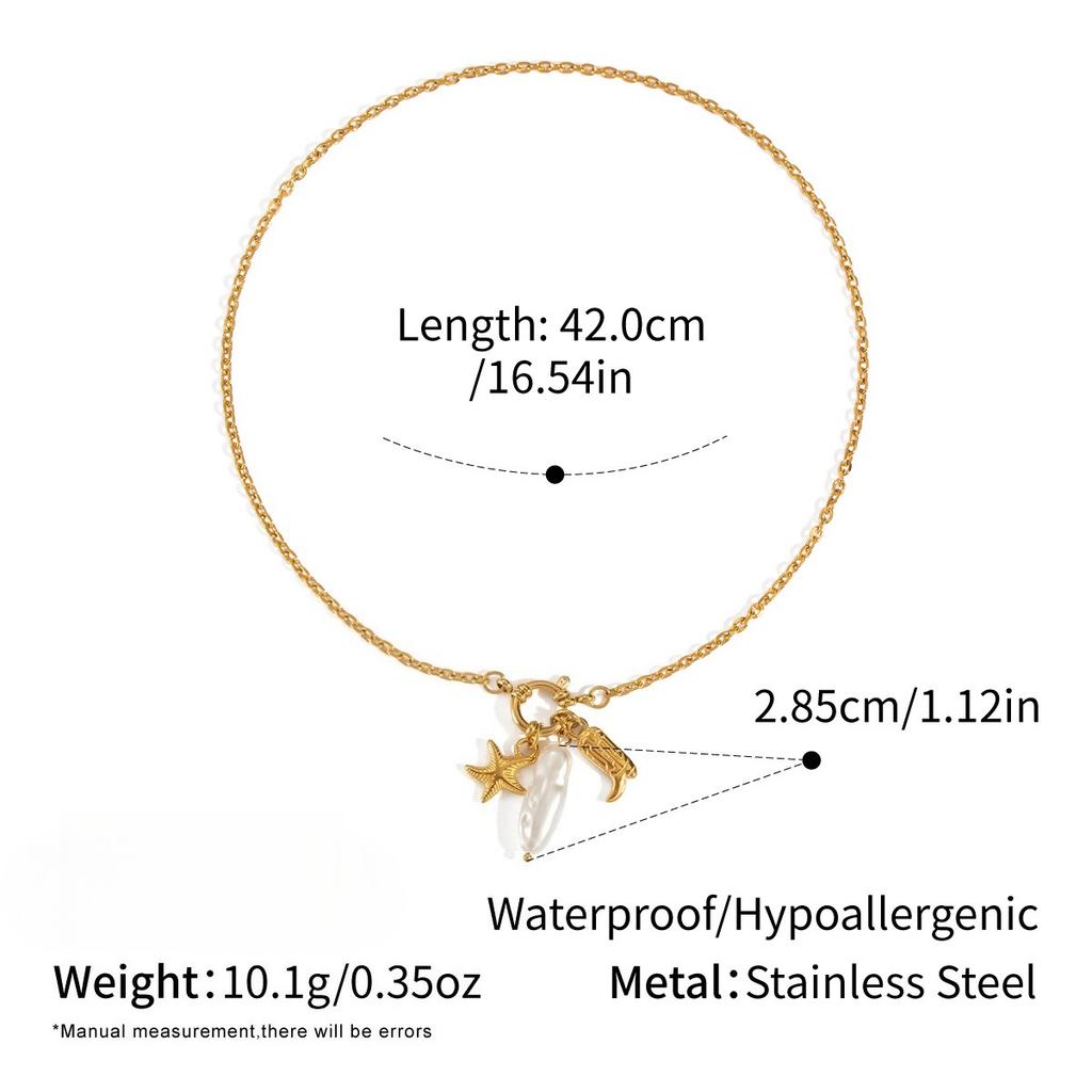 Yori European and American Fashion Stainless Steel Turtle Starfish Removable DIY Pendant Necklace for Women 18k PVD Plated