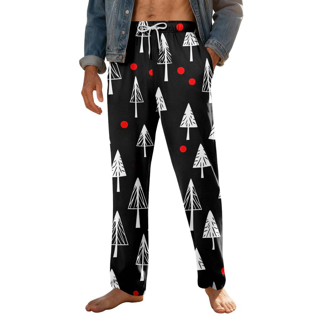 Мужские домашние мягкие пижамные штаны со шнурком и карманами, повседневные спортивные штаны