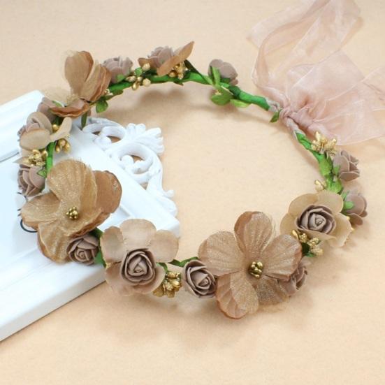 Женская повязка для волос с цветком на шнуровке, регулируемая противоскользящая повязка на голову в стиле принцессы, детский венок с цветами для девочек, реквизит для фотосессии, свадебная повязка на голову с цветком