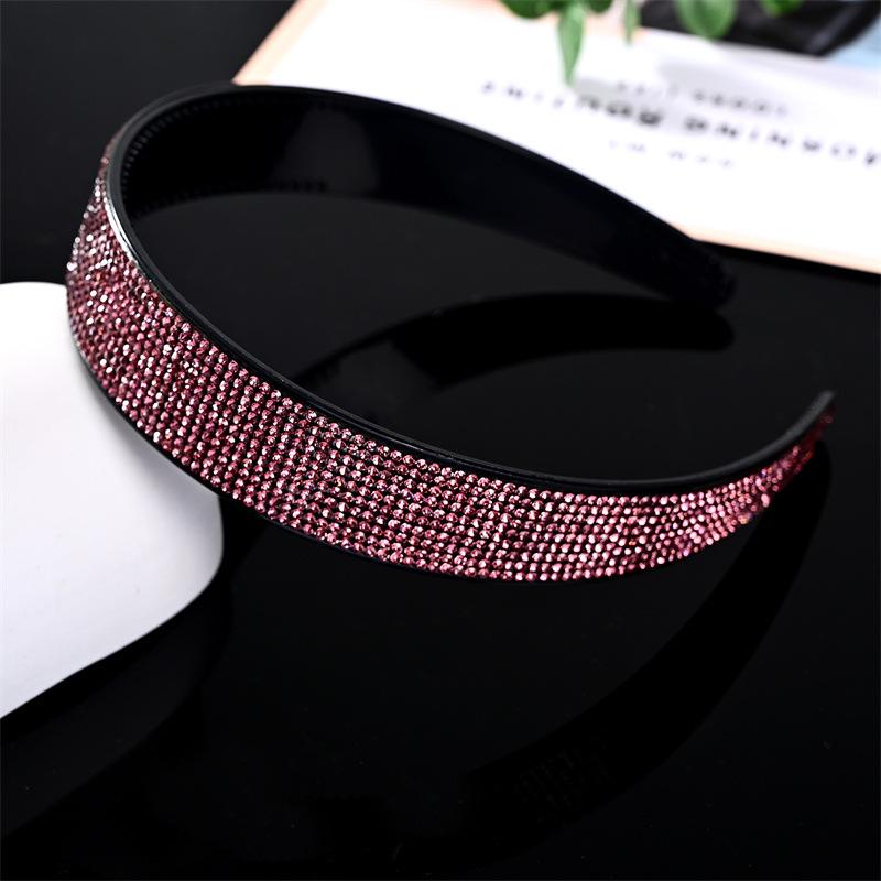 Korean-Style Wide Full-Strass Rhinestone Diamond-Inlaid Non-Slip Handmade Women's Gray-Hair Covering Hair Clip Headband Adult