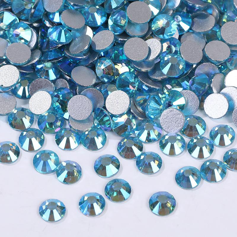 Цветной АБ Хрусталь Плоское Дно Сверло Круглое Сверло для Ногтей Сделай Сам Красочные Украшения для Ногтей
