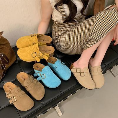 Однопедальные ретро синие баотоу полушлепанцы новая высота 2025 женские туфли Shabken платформа дофамин универсальные