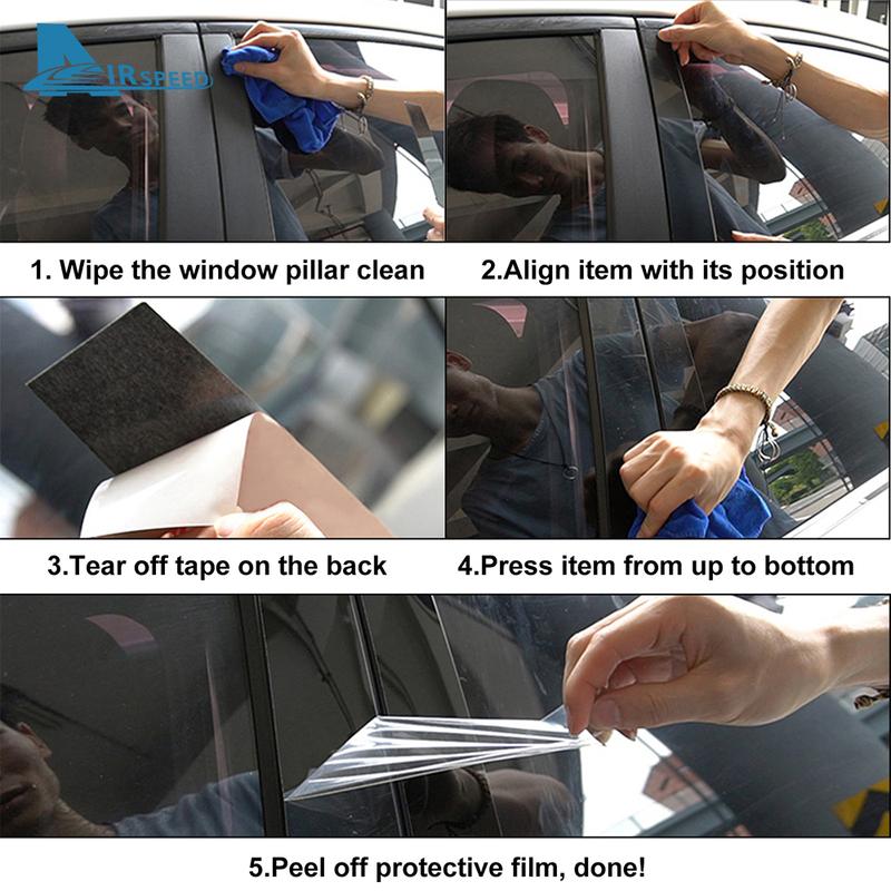 Glossy Black B Pillars Trim Sticker For Fiat 500 Abarth 595 2012-2016 2017 2018 Protect Accessories