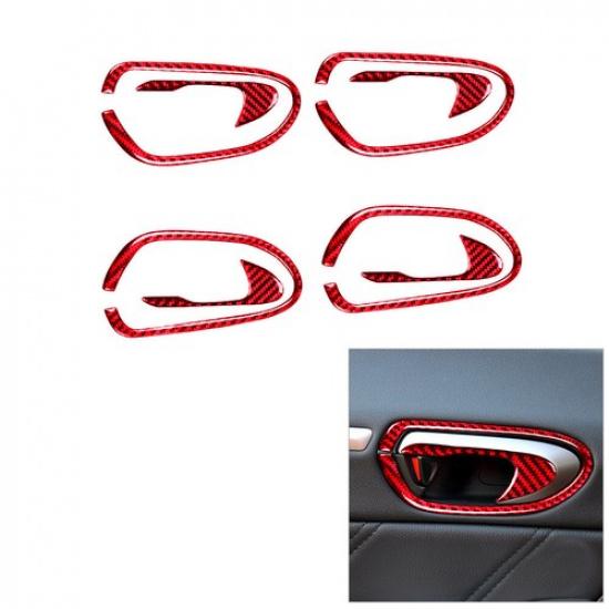 8Pcs For Honda Civic 2006-11 Carbon Fiber Interior Door Handle Frame Cover Trim