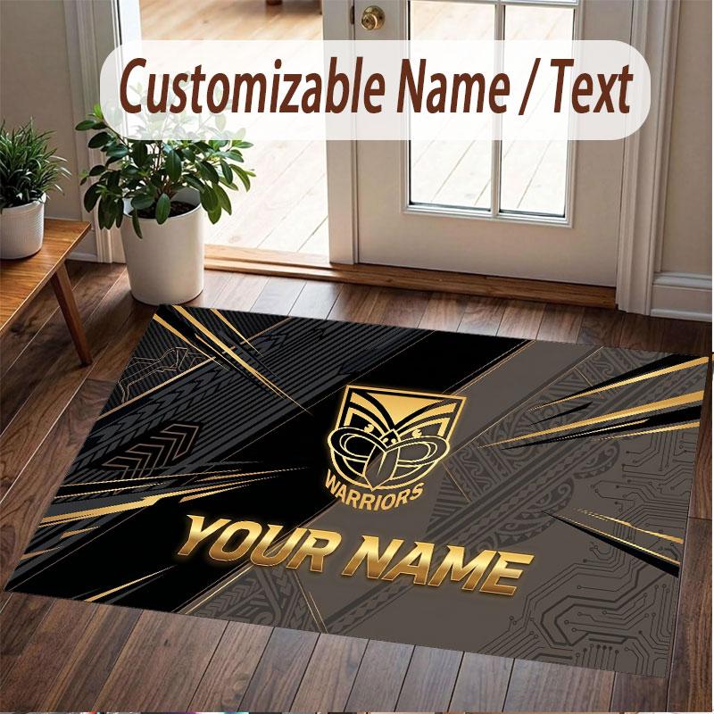Custom Rug Wigan Warriors Pattern Print Name Text Soft Non‑Slip Floor Carpet for Home Indoor Decoration