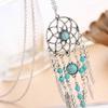 Boho Dreamcatcher Feather Turquoise Tassel Chain Charm Necklace Women Jewelry
