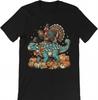 Funny Thanksgiving Turkey On Dinosaur Riding Pumpkin Patch T-shirt For Men Women