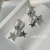 Элегантные серьги-подвески в виде звезд с жемчугом и бриллиантами: Универсальная, высококачественная мода для женщин
