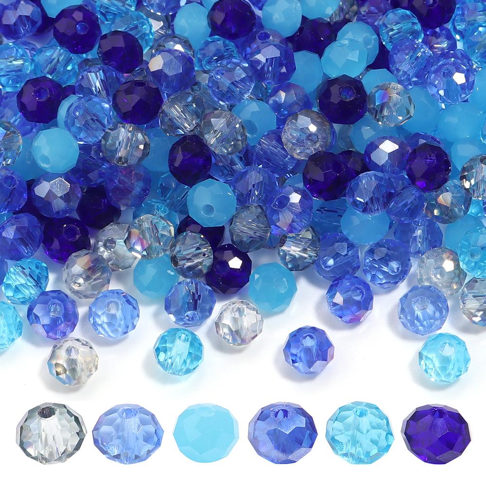 100-200pcs 4/6/8mm Mixed Color Crystal Beads Loose Spaced Flat Abacus Glass Beads For DIY Charms Bracelet Necklace Accessories