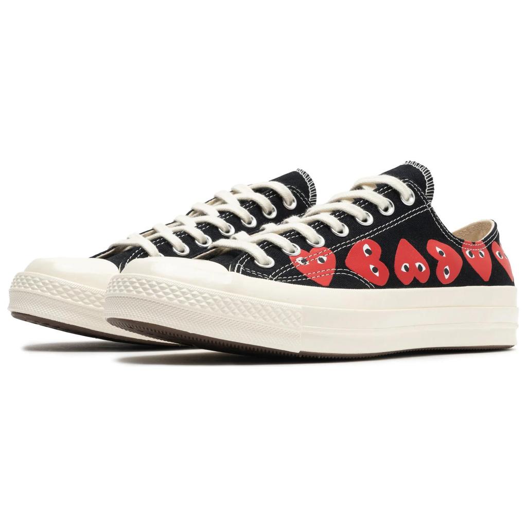 Converse Comme Des Garçons PLAY X Chuck 70 Low Multi Heart - Black Unisex Sneakers High-Risk-Red Egret A08149C