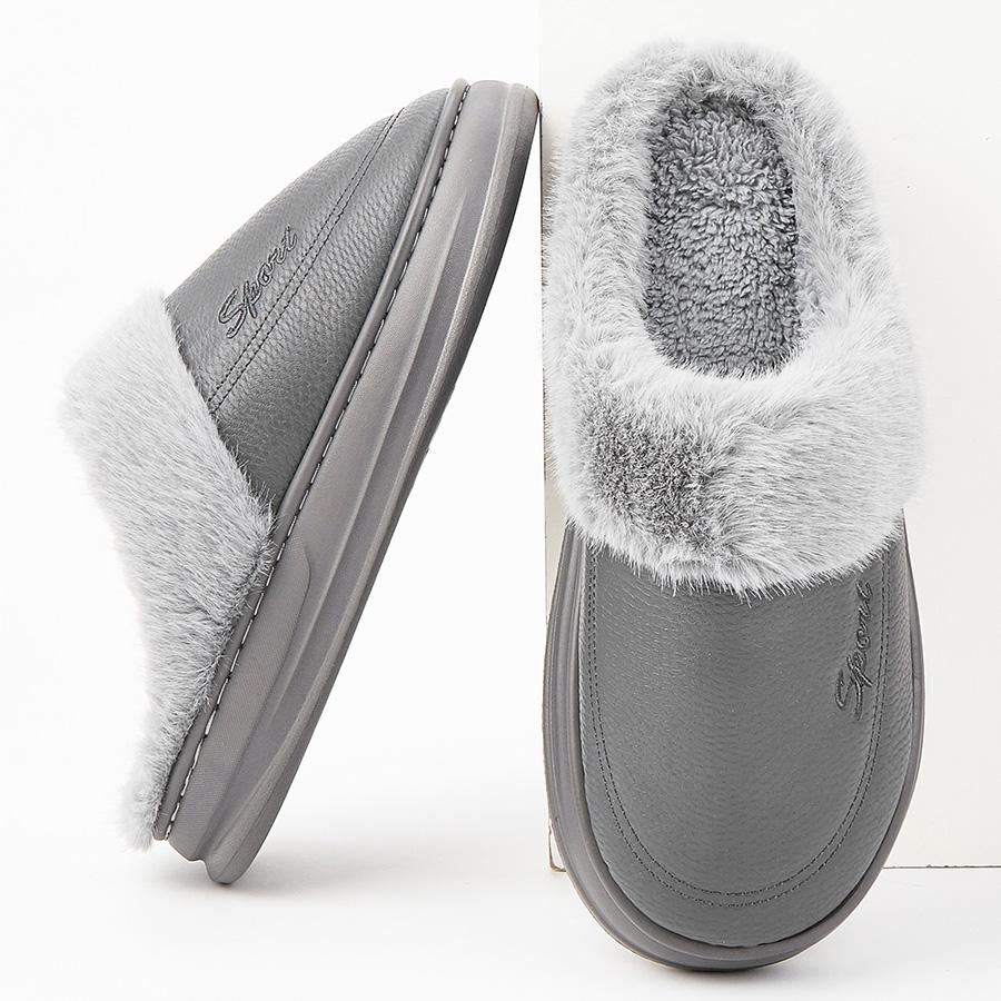 Мужские зимние тапочки для дома, теплая меховая плюшевая подкладка, подошва из ЭВА, домашние тапочки, водонепроницаемый верх, удобная домашняя обувь из пены с эффектом памяти, большие размеры