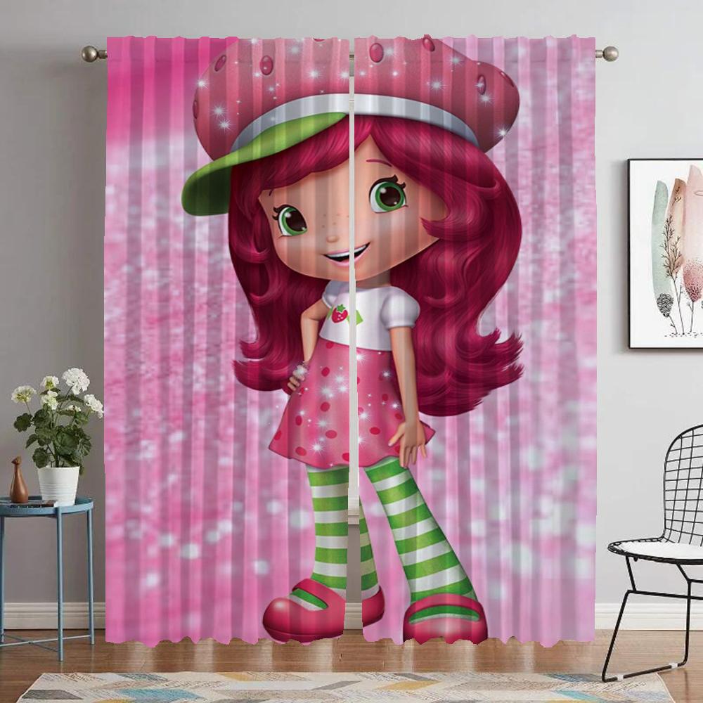 Затемняющие шторы для камеры Strawberry Shortcake Window Curtain для комнаты 2 Panel Home Interior Curtains Shades Partition Living