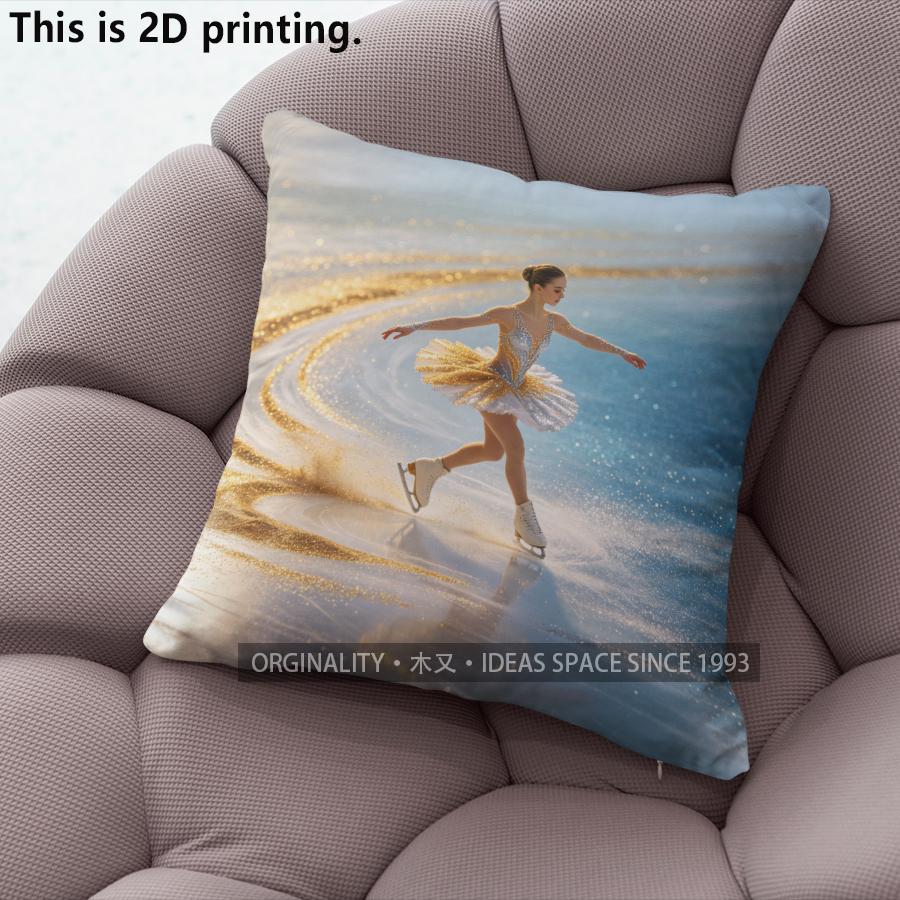 Figure Skating Print Throw Pillow Covers Pattern Cushion Cover Suitable For Sofa Bedroom Car Pillow Cover