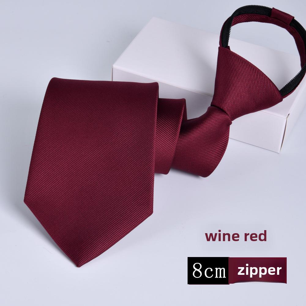 Wine Red Professional 8cm Men's Easy-Pull Solid Tie - Ideal for Business and Graduations