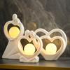 Minimalist Couple Night Light Ceramic Couple Statue Holding The Lamp Abstract Art
