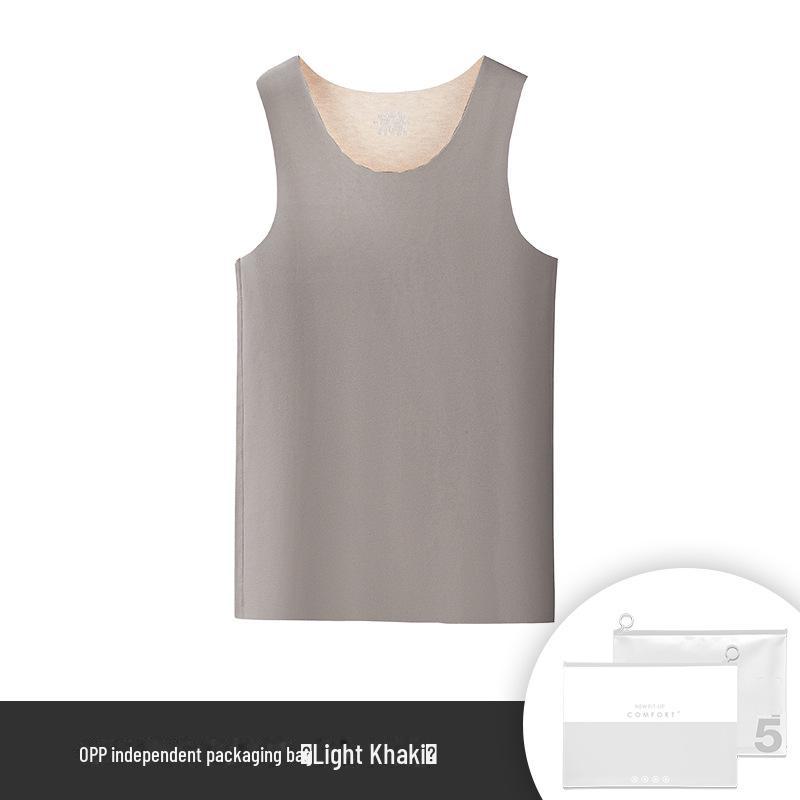 Мужской бесшовный терможилет из шелка и шерсти - утолщенный бархат, без рукавов, осенне-зимняя одежда