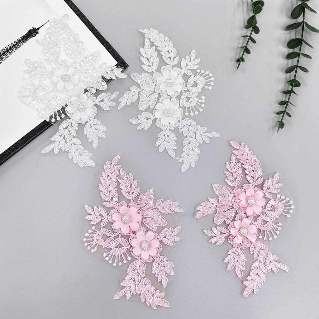 Three-Dimensional Embroidery Lace Applique Clothing Patch Decoration Flower Wedding Dress Accessories To Flower Cloth Stickers Accessories