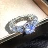 European and American Exaggerated Wedding Banquet Luxury Zircon Round Classic Wedding Ring Ring