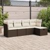 VidaXL Garden Furniture Set with Cushions 5 Pcs Brown Wicker, Outdoor Sofa Set, Sofa Set 3325269