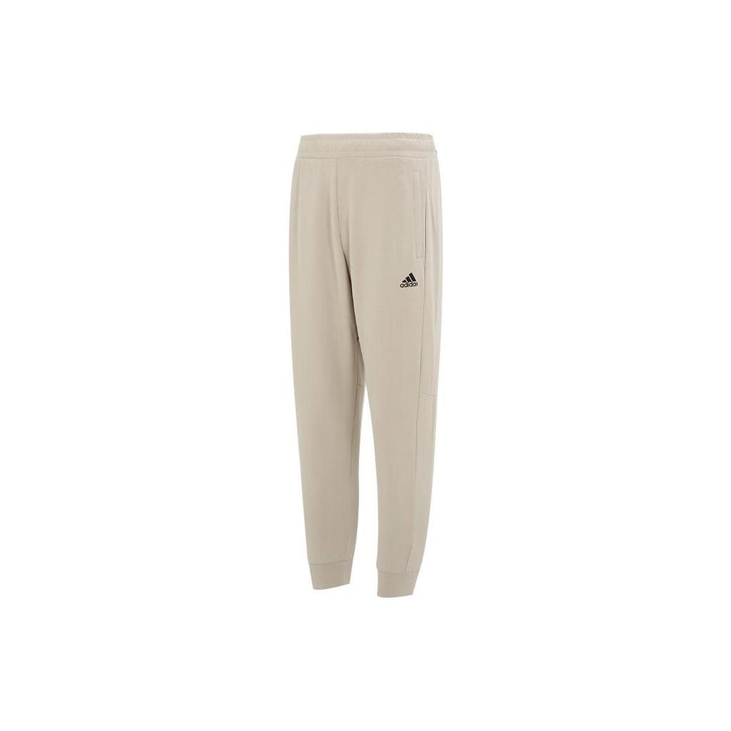 Adidas Knitted Sweatpants Men's Light Khaki Moderate Cuffed Pants IQ1382