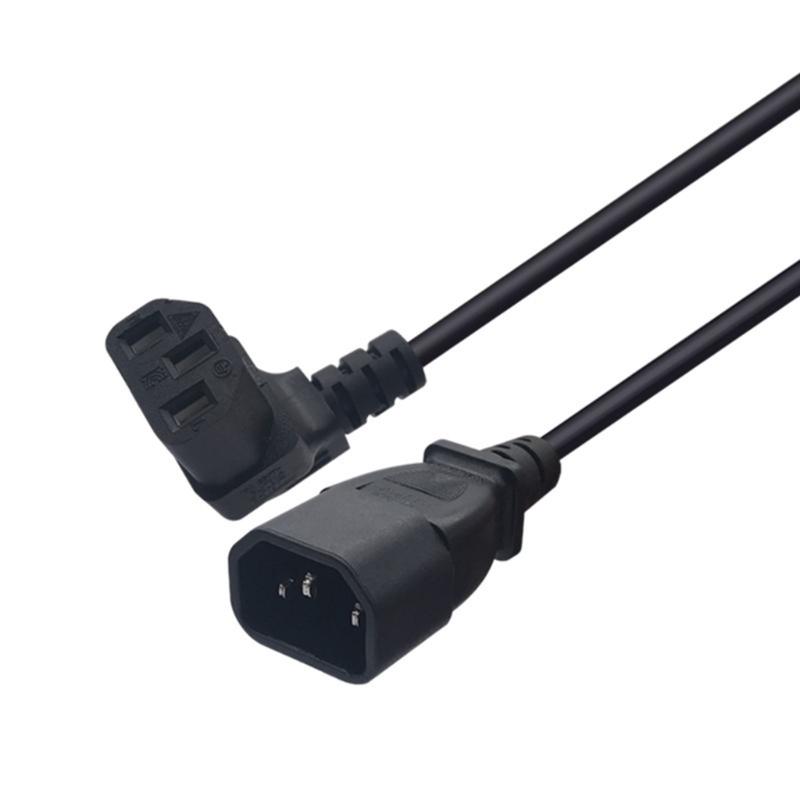 Short IEC320 C14 To IEC320 C13 Power Cord Male To Female Right Angled Extension Line for Monitors, Computer, Projectors