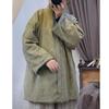 Women Vintage V-Neck Long Sleeve Jacquard Coats Winter Chinese Style Warm Coats