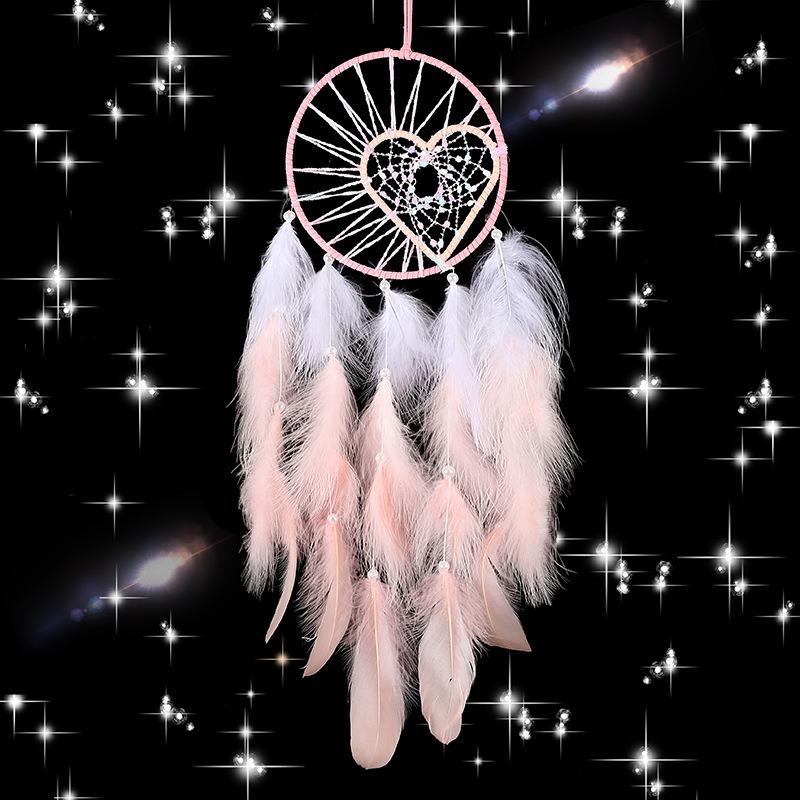 Give Couple Heart-shaped Pink Dream Catcher Pendant Girl Heart Simple Indoor Wind Chime Classmate Friends Graduation Gift